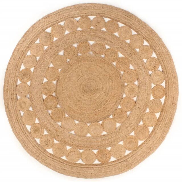Berkfield Home Area Rug Braided Design Jute 180 cm Round in Beige - Size: 100 cm diameter