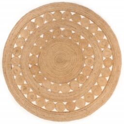 Berkfield Home Area Rug Braided Design Jute 180 cm Round in Beige - Size: 100 cm diameter - thumbnail 1