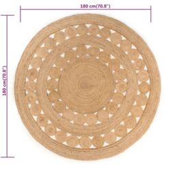 Berkfield Home Area Rug Braided Design Jute 180 cm Round in Beige - Size: 100 cm diameter - thumbnail 6