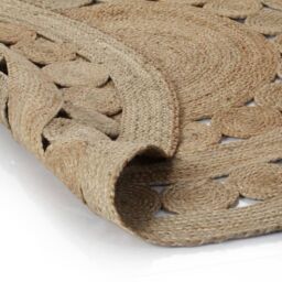 Berkfield Home Area Rug Braided Design Jute 180 cm Round in Beige - Size: 100 cm diameter - thumbnail 2