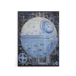 "Artery8 Dark Side Engineering Death Star Canvas Wall Art Print in Blue - Size: W18"" x H24""" - thumbnail 1