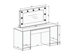 Vente-unique Double Dressing Table With LED Mirror - 9 Drawers - Gloss White - thumbnail 7