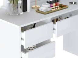 Vente-unique Double Dressing Table With LED Mirror - 9 Drawers - Gloss White - thumbnail 5