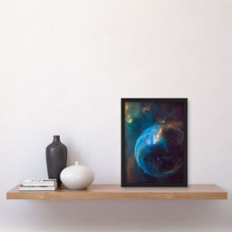 Artery8 Hubble Space Telescope Image Bubble Nebula NGC 7635 Spherical Blue Stellar Gas Wind Around O Star By Finger Pillars Of Dust Art Print Framed - thumbnail 2