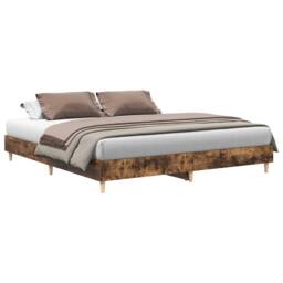 Berkfield Home Durable Bed Frame without Mattress Smoked Oak 160x200cm Engineere in Brown - Size: 160x200 cm - thumbnail 3