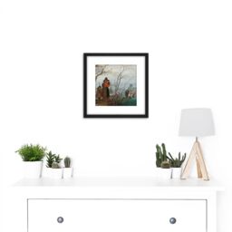 Artery8 Van De Venne Winter Amusement On Ice Painting 8X8 Inch Square Wooden Framed Wall Art Print Picture with Mount in Black - thumbnail 2