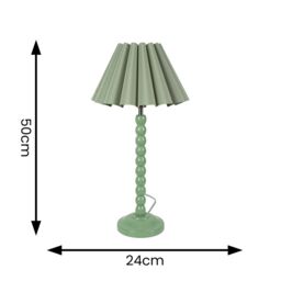 ValueLights Bobbins Sage Green Table Lamp with Scallop Tapered Lamp Shade in Pale Green - thumbnail 4