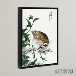 "Artery8 Greenshank & Bupleurum Japanese Framed Canvas Wall Art Print Kashu - Size: W24"" x H32""" - thumbnail 2