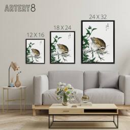 "Artery8 Greenshank & Bupleurum Japanese Framed Canvas Wall Art Print Kashu - Size: W24"" x H32""" - thumbnail 4