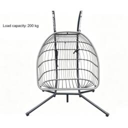 Fimous Rattan Garden Double Hanging Egg Chair Outdoor Furniture Grey in Dark Grey - thumbnail 3