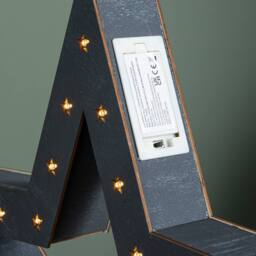 Samuel Alexander Set of 2 Battery Operated Light up Wooden Christmas Stars with 60 Warm White LEDs in Grey - thumbnail 8