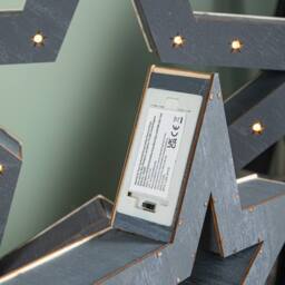 Samuel Alexander Set of 2 Battery Operated Light up Wooden Christmas Stars with 60 Warm White LEDs in Grey - thumbnail 7