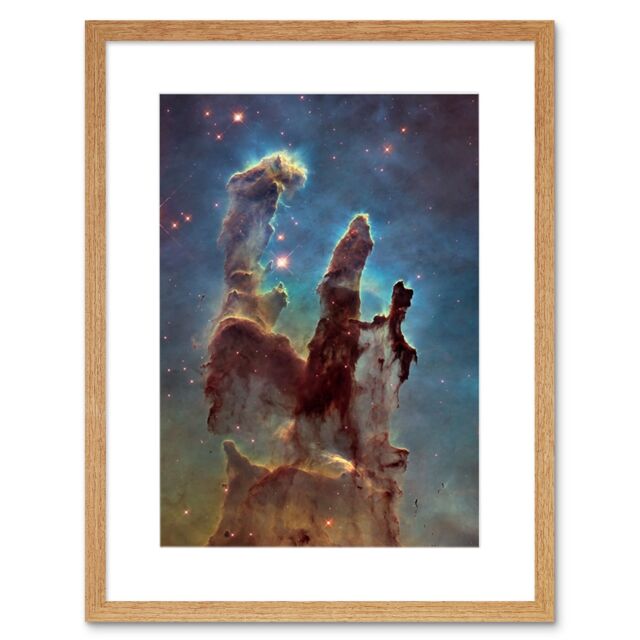 Artery8 Wall Art Print Hubble Space Astronomy WFC3/UVIS M16 Blue Haze 2014 The Pillars Of Creation Eagle Nebula Silhouettes Of Stars Dust & Gas - image 1