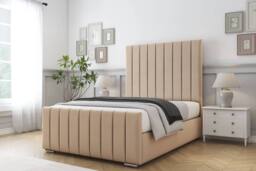 "Comfort Beds Sara Plush Bed Frame - 50"" Upholstered Headboard in Stone - Size: King"