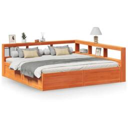 Berkfield Home Decorative Bookcase Bed without Mattress Wax Brown 200x200cm Soli - Size: 200x200 cm - thumbnail 3