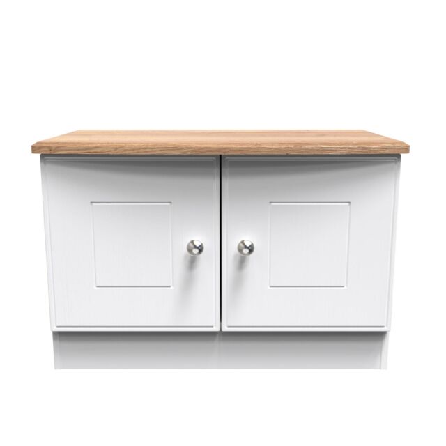 Ready Assembled 2 U Albert Compact 2 Door TV & Media Unit (Ready Assembled) in White - image 1