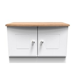 Ready Assembled 2 U Albert Compact 2 Door TV & Media Unit (Ready Assembled) in White - thumbnail 1