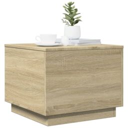 Berkfield Home Coffee Table with LED Lights Sonoma Oak 50x50x40 cm in Brown - Size: 50 x 50 x 40 cm - thumbnail 6