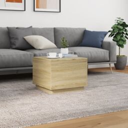 Berkfield Home Coffee Table with LED Lights Sonoma Oak 50x50x40 cm in Brown - Size: 50 x 50 x 40 cm - thumbnail 4