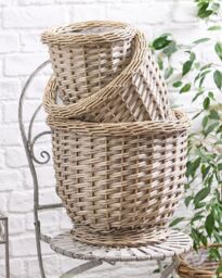 Traditional Style Set of Three French Woven Indoor Planters - thumbnail 4