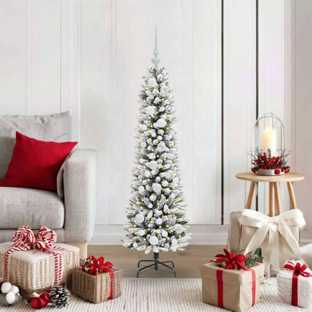 Berkfield Home Artificial Christmas Tree with 150 LEDs Green & white 120 cm - image 1