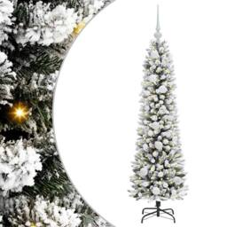 Berkfield Home Artificial Christmas Tree with 150 LEDs Green & white 120 cm - thumbnail 2