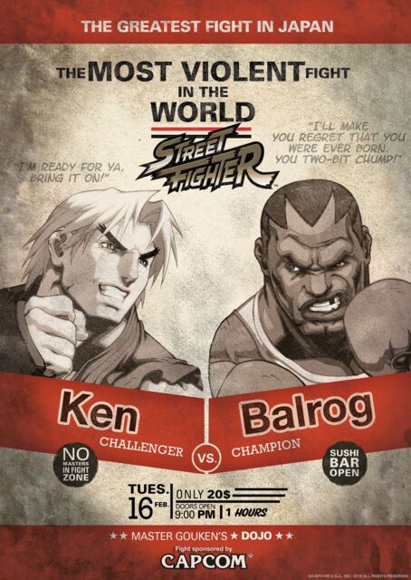 Street Fighter Limited Edition A3 Numbered Art Print: Ken vs Balrog - image 1