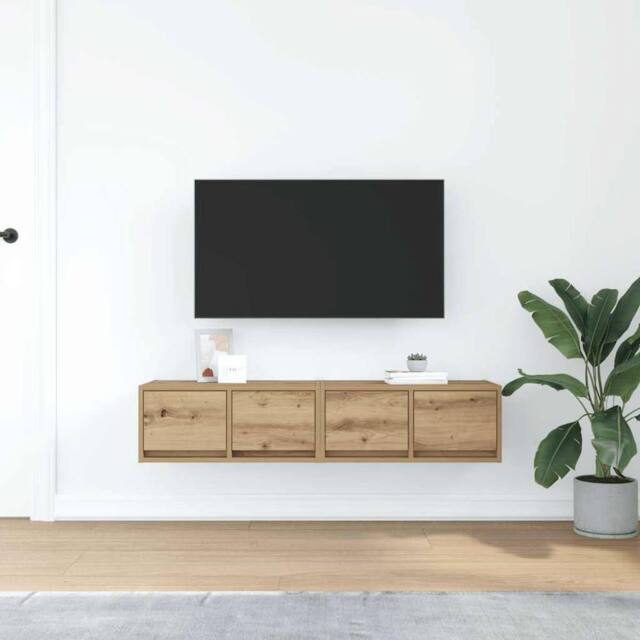 Berkfield Home TV Cabinets 2 pcs Artisan Oak 60x31x25.5 cm Engineered Wood in Brown - image 1