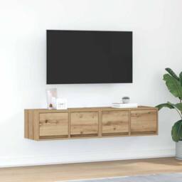 Berkfield Home TV Cabinets 2 pcs Artisan Oak 60x31x25.5 cm Engineered Wood in Brown - thumbnail 2
