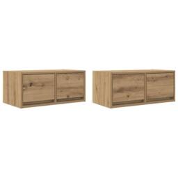Berkfield Home TV Cabinets 2 pcs Artisan Oak 60x31x25.5 cm Engineered Wood in Brown - thumbnail 3