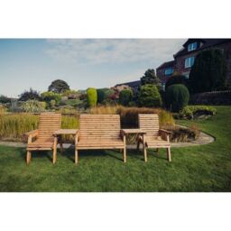 Churnet Valley Garden Furniture Ltd Valley 4 Seat Set 1X2B 2XC Straight Tray - Timber - Fully Assembled in Brown - thumbnail 3