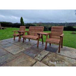 Churnet Valley Garden Furniture Ltd Valley 4 Seat Set 1X2B 2XC Straight Tray - Timber - Fully Assembled in Brown - thumbnail 4