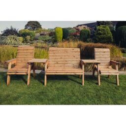 Churnet Valley Garden Furniture Ltd Valley 4 Seat Set 1X2B 2XC Straight Tray - Timber - Fully Assembled in Brown - thumbnail 1