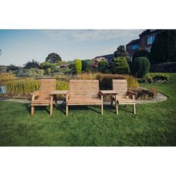 Churnet Valley Garden Furniture Ltd Valley 4 Seat Set 1X2B 2XC Straight Tray - Timber - Fully Assembled in Brown - thumbnail 2
