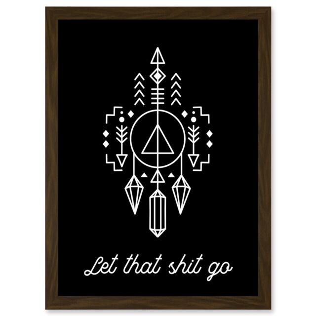 Artery8 Bathroom Wall Art Let That S**t Go Toilet Sign Funny Bathroom Yoga Decor Artwork Framed Wall Art Print A4 in Brown - image 1