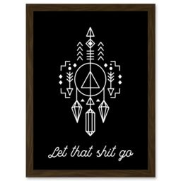 Artery8 Bathroom Wall Art Let That S**t Go Toilet Sign Funny Bathroom Yoga Decor Artwork Framed Wall Art Print A4 in Brown - thumbnail 1