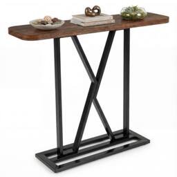 Gymax Console Table Entryway Table Industrial Accent Table For Living Room in Brown - thumbnail 1