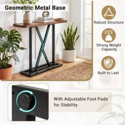Gymax Console Table Entryway Table Industrial Accent Table For Living Room in Brown - thumbnail 4