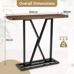 Gymax Console Table Entryway Table Industrial Accent Table For Living Room in Brown - thumbnail 2