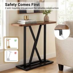 Gymax Console Table Entryway Table Industrial Accent Table For Living Room in Brown - thumbnail 3