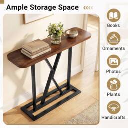 Gymax Console Table Entryway Table Industrial Accent Table For Living Room in Brown - thumbnail 6