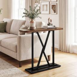 Gymax Console Table Entryway Table Industrial Accent Table For Living Room in Brown - thumbnail 8
