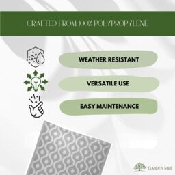 Marco Paul Large Al Fresco Outdoor Rug Portable Anti-Slip UV-Resistant Weatherproof in Grey - Size: 160 cm x 230 cm - thumbnail 4