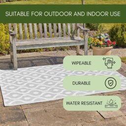 Marco Paul Large Al Fresco Outdoor Rug Portable Anti-Slip UV-Resistant Weatherproof in Grey - Size: 160 cm x 230 cm - thumbnail 3