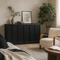Wyld Haus Dali Black Wood 3 Panel Door Sideboard