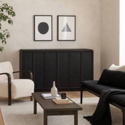 Wyld Haus Dali Black Wood 3 Panel Door Sideboard - thumbnail 2