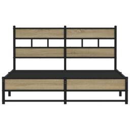 Berkfield Home Metal Bed Frame without Mattress Sonoma Oak 140x200 cm in Brown - thumbnail 4