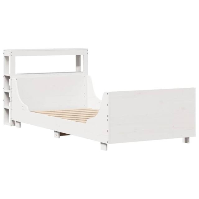 Berkfield Home Sleek Bed Frame Frame White 75x190 cm Small Single Solid Wood Pine - image 1