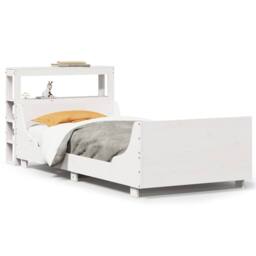 Berkfield Home Sleek Bed Frame Frame White 75x190 cm Small Single Solid Wood Pine - thumbnail 3