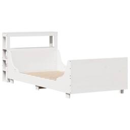 Berkfield Home Sleek Bed Frame Frame White 75x190 cm Small Single Solid Wood Pine - thumbnail 1